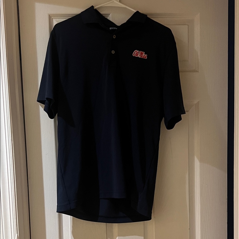 Ole Miss Cutter & Buck Dark Polo with Embroidered Logo